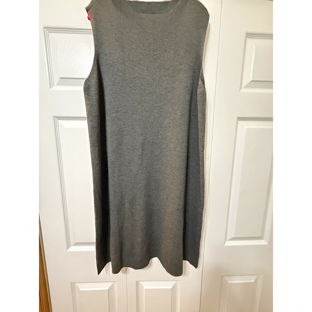 Eileen Fisher Gray Wool Knit Scoop Neck Sleeveless Knee Shift Dress Women’s XL